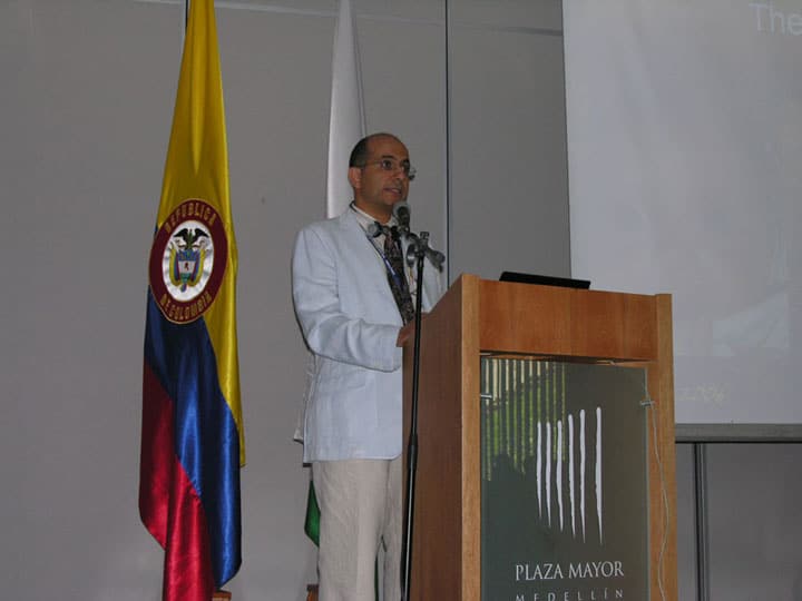 Dr Ahmad Khalil talking on the diagnosis and management of congenital glaucoma in Medellin, Colombia, 2006